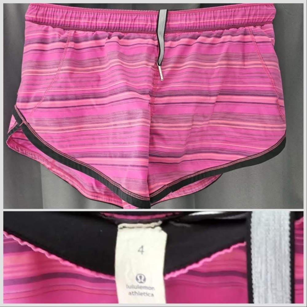 Lululemon Pink and Black Striped Shorts